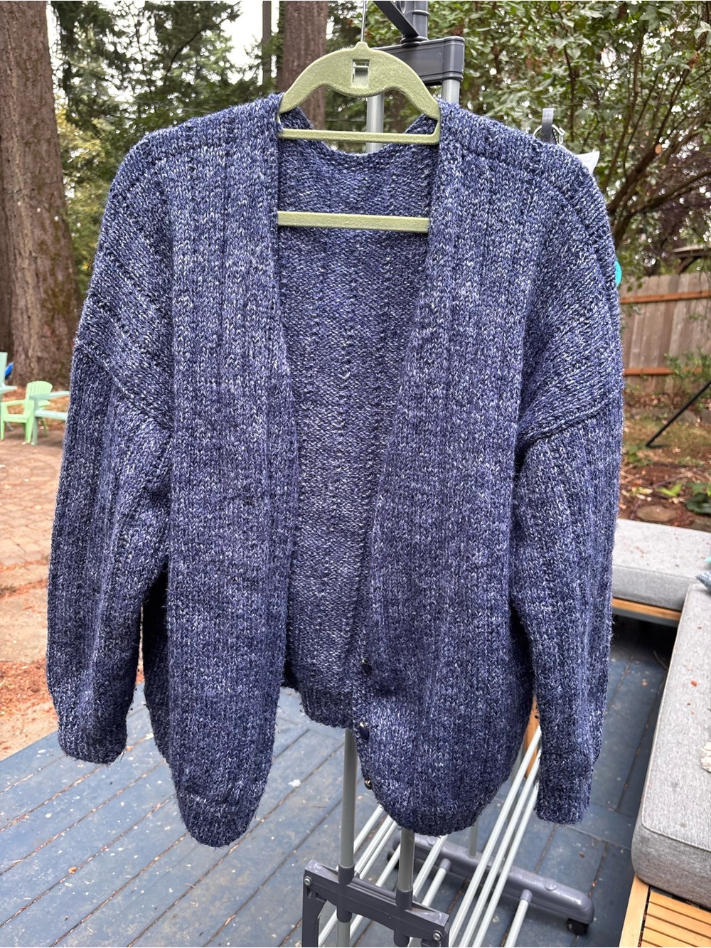 Handmade Cozy Open-Front Chunky Knit Cardigan - Navy